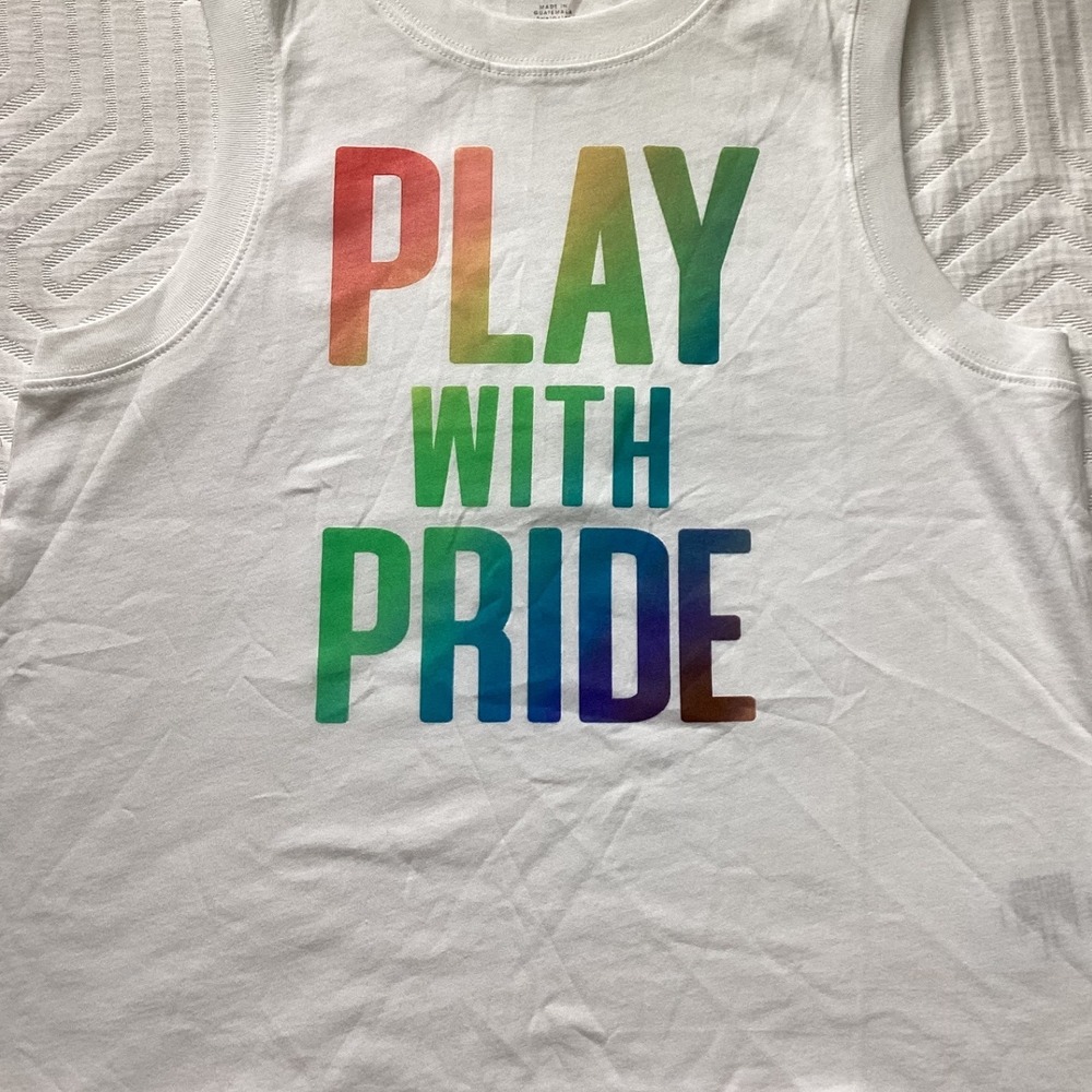 DSG Women's White Play With Pride Graphic Tank‎ Top - Size S
